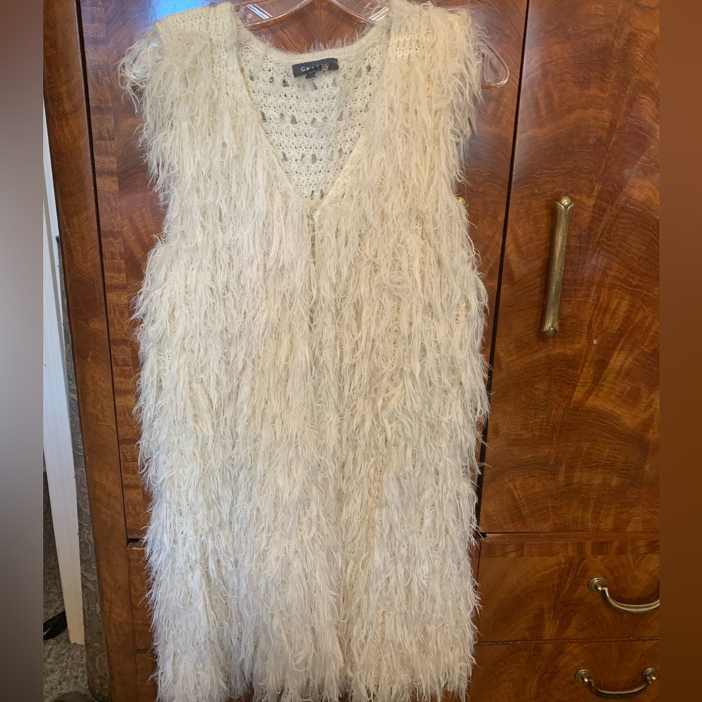Gracia long vest cream color size L worn
